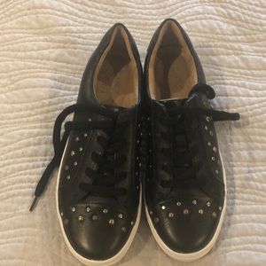 Black leather sneakers never worn